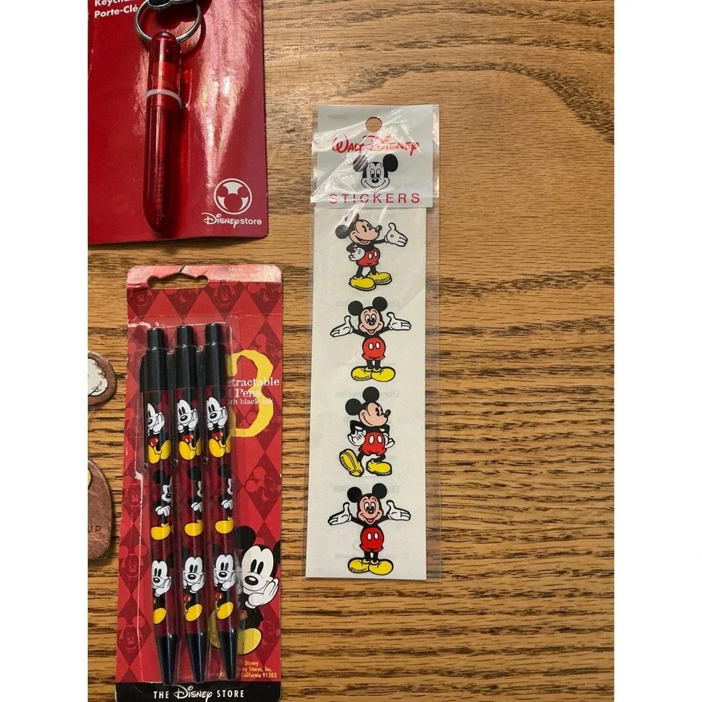 Disney Mickey Mouse Stationery Set Pens Stickers Sticky Notes Keychain Key Cover